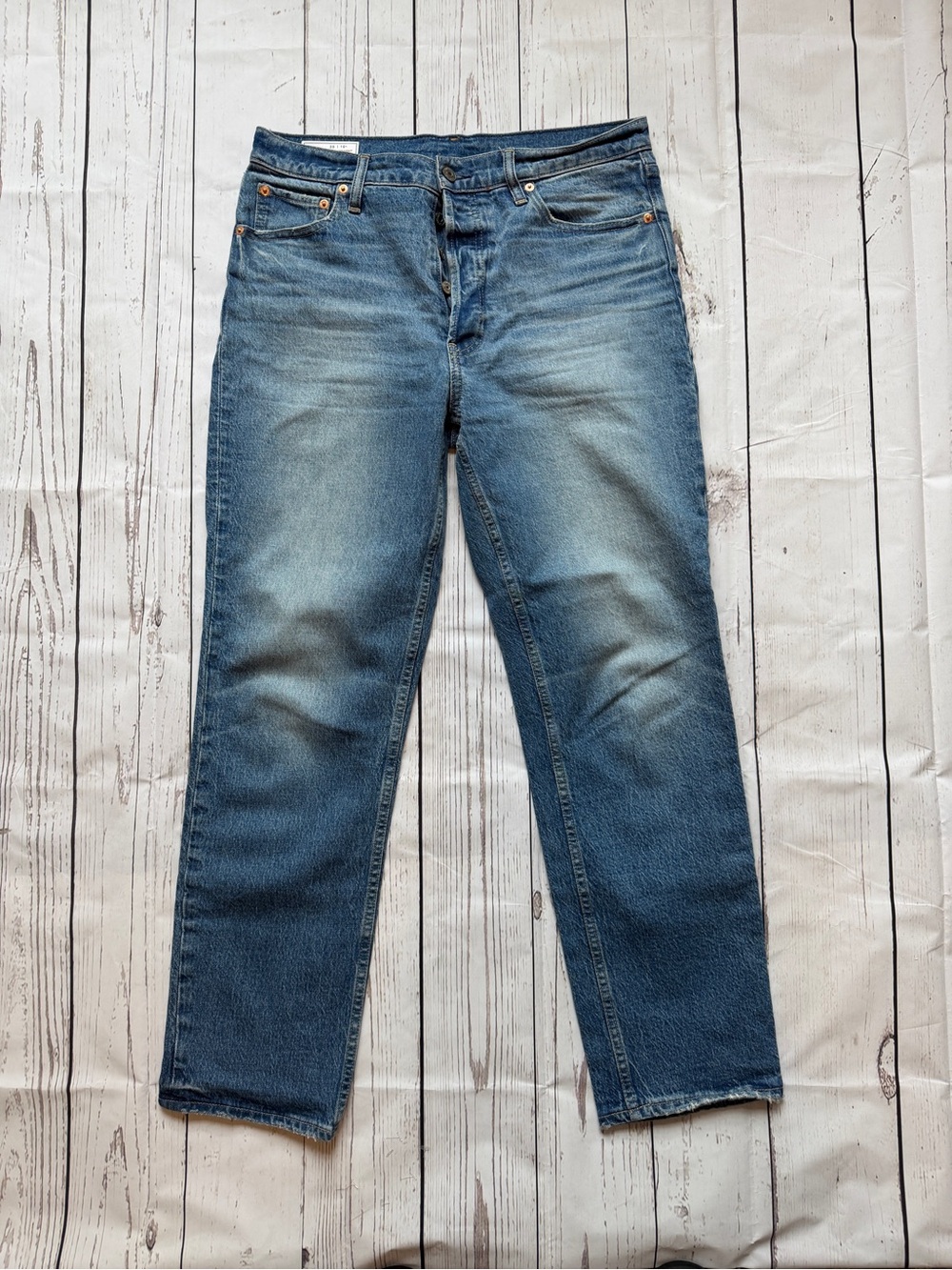 GAP Women's High-Rise Faded Blue Straight Jeans